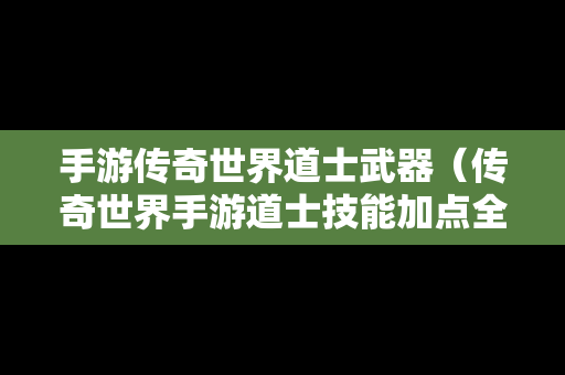 手游传奇世界道士武器（传奇世界手游道士技能加点全面盘点攻略）