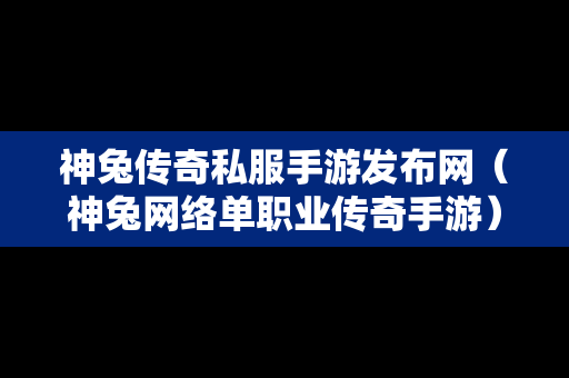 神兔传奇私服手游发布网（神兔网络单职业传奇手游）