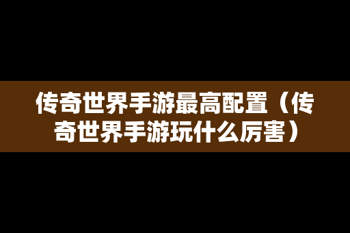 传奇世界手游最高配置（传奇世界手游玩什么厉害）