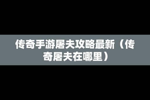 传奇手游屠夫攻略最新（传奇屠夫在哪里）