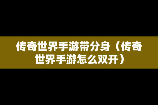 传奇世界手游带分身（传奇世界手游怎么**）