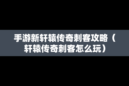 手游新轩辕传奇刺客攻略（轩辕传奇刺客怎么玩）