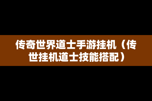 传奇世界道士手游挂机（传世挂机道士技能搭配）