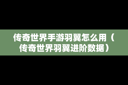 传奇世界手游羽翼怎么用（传奇世界羽翼进阶数据）