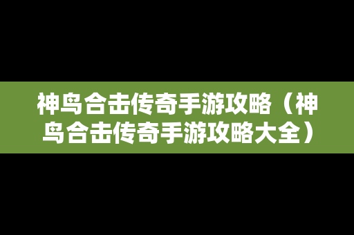 神鸟合击传奇手游攻略（神鸟合击传奇手游攻略大全）