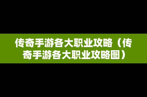 传奇手游各大职业攻略（传奇手游各大职业攻略图）