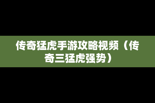 传奇猛虎手游攻略视频（传奇三猛虎强势）