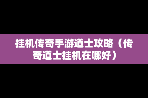 挂机传奇手游道士攻略（传奇道士挂机在哪好）