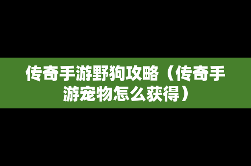 传奇手游野狗攻略（传奇手游宠物怎么获得）