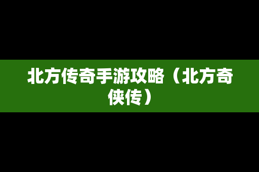 北方传奇手游攻略（北方奇侠传）