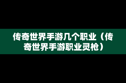 传奇世界手游几个职业（传奇世界手游职业灵枪）