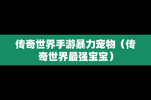 传奇世界手游暴力宠物（传奇世界最强宝宝）