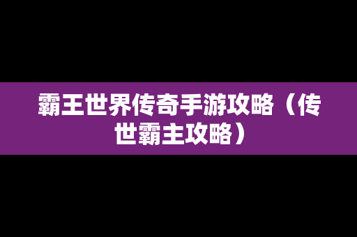 霸王世界传奇手游攻略（传世霸主攻略）