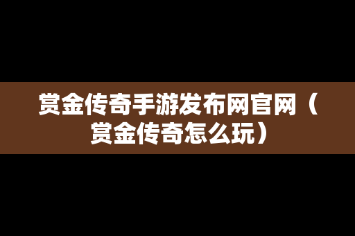 赏金传奇手游发布网官网（赏金传奇怎么玩）