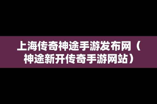 上海传奇神途手游发布网（神途新开传奇手游网站）