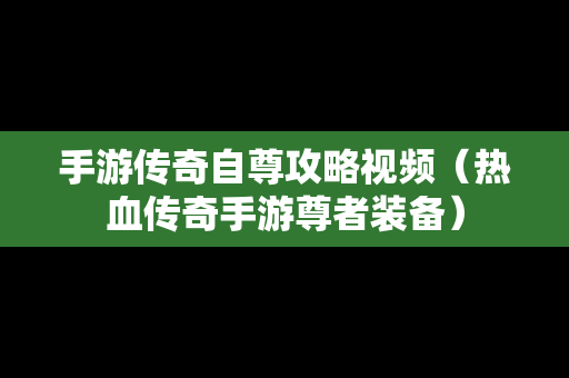 手游传奇自尊攻略视频（热血传奇手游尊者装备）