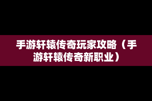 手游轩辕传奇玩家攻略（手游轩辕传奇新职业）