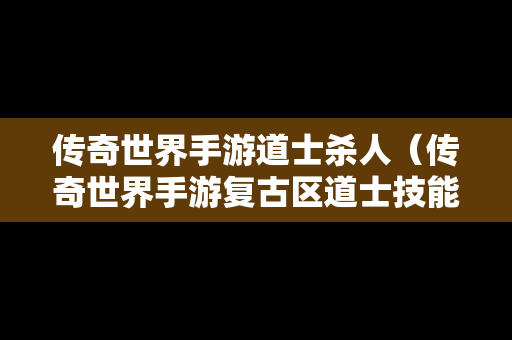 传奇世界手游道士杀人（传奇世界手游复古区道士技能选择）