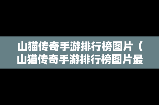 山猫传奇手游排行榜图片（山猫传奇手游排行榜图片最新）