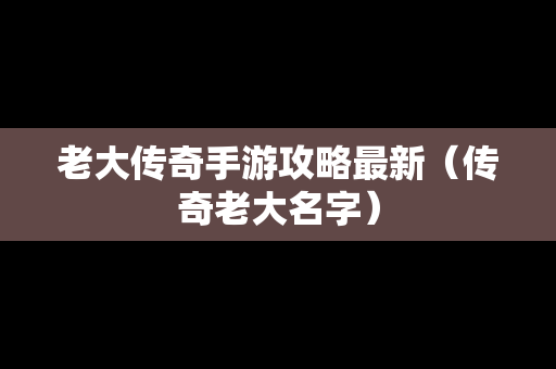 老大传奇手游攻略最新（传奇老大名字）