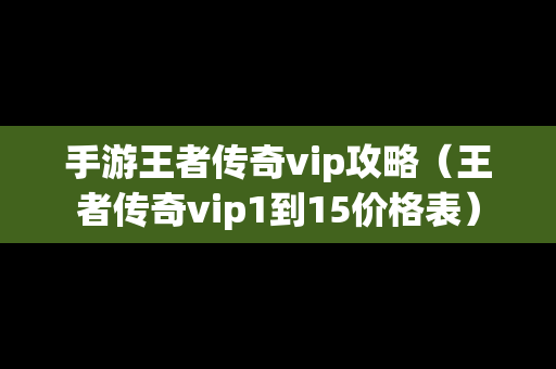 手游王者传奇vip攻略（王者传奇vip1到15价格表）