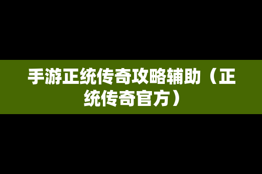 手游正统传奇攻略辅助（正统传奇官方）