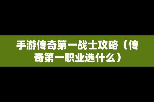 手游传奇第一战士攻略（传奇第一职业选什么）