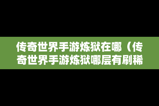 传奇世界手游炼狱在哪（传奇世界手游炼狱哪层有刷稀有精英怪）