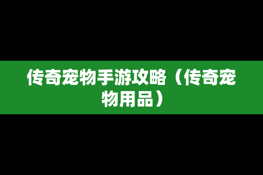 传奇宠物手游攻略（传奇宠物用品）