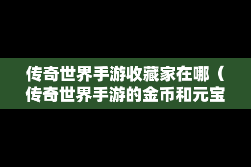 传奇世界手游收藏家在哪（传奇世界手游的金币和元宝怎么交易）