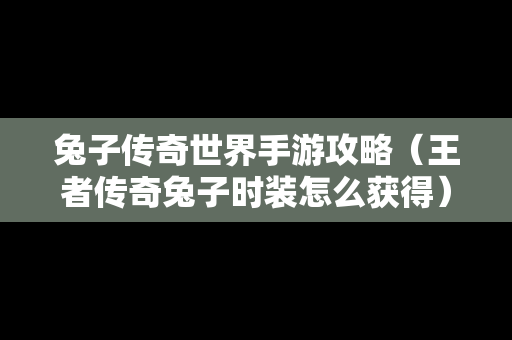 兔子传奇世界手游攻略（王者传奇兔子时装怎么获得）