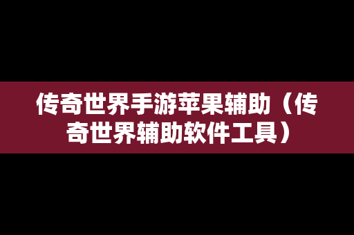 传奇世界手游苹果辅助（传奇世界辅助软件工具）