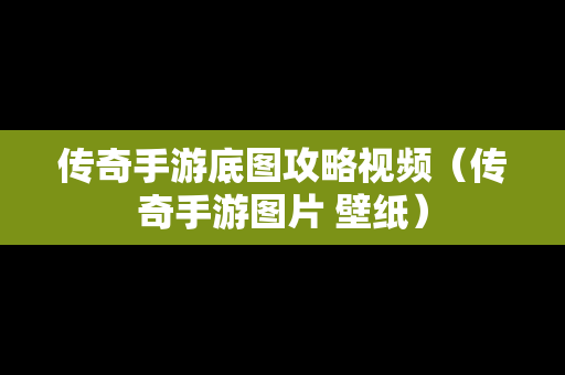 传奇手游底图攻略视频（传奇手游图片 壁纸）