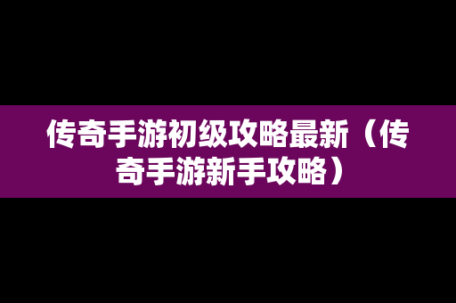 传奇手游初级攻略最新（传奇手游新手攻略）