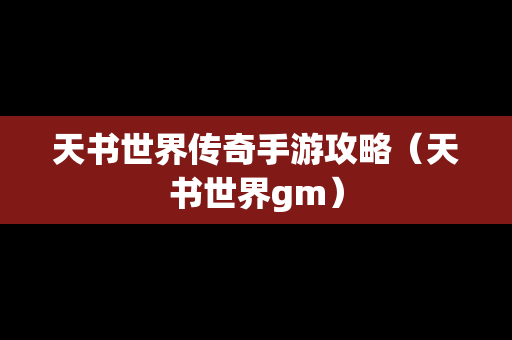 天书世界传奇手游攻略（天书世界gm）