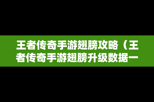 王者传奇手游翅膀攻略（王者传奇手游翅膀升级数据一览）