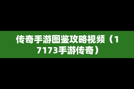 传奇手游图鉴攻略视频（17173手游传奇）