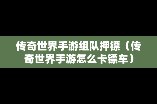 传奇世界手游组队押镖（传奇世界手游怎么卡镖车）