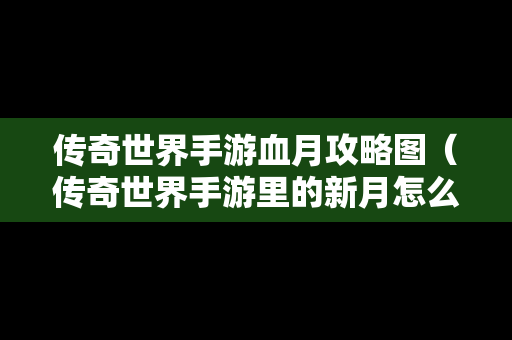 传奇世界手游血月攻略图（传奇世界手游里的新月怎么进）