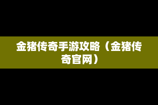 金猪传奇手游攻略（金猪传奇官网）