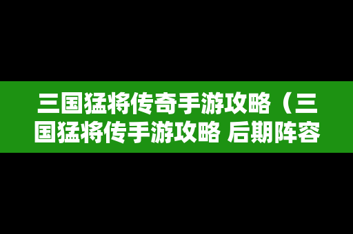 三国猛将传奇手游攻略（三国猛将传手游攻略 后期阵容）