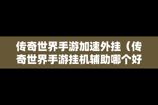 传奇世界手游加速外挂（传奇世界手游挂机辅助哪个好用）