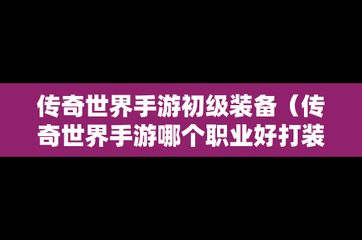 传奇世界手游初级装备（传奇世界手游哪个职业好打装备）