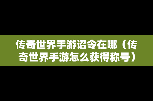 传奇世界手游诏令在哪（传奇世界手游怎么获得称号）