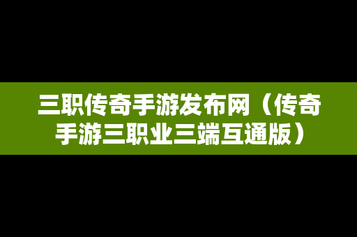 三职传奇手游发布网（传奇手游三职业三端互通版）