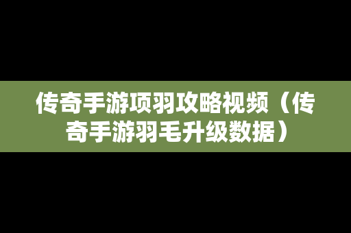 传奇手游项羽攻略视频（传奇手游羽毛升级数据）