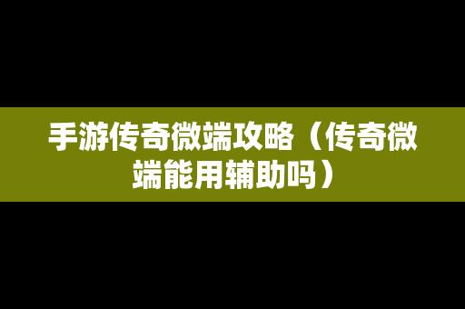 手游传奇微端攻略（传奇微端能用辅助吗）