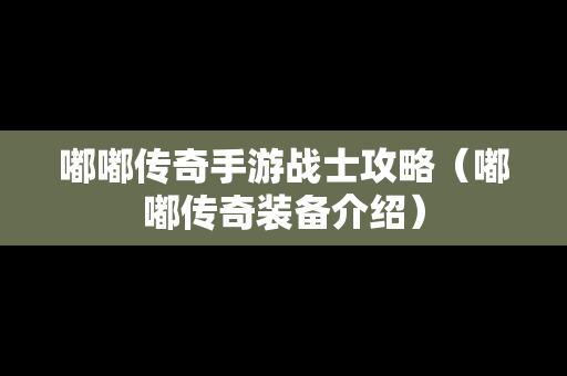 嘟嘟传奇手游战士攻略（嘟嘟传奇装备介绍）