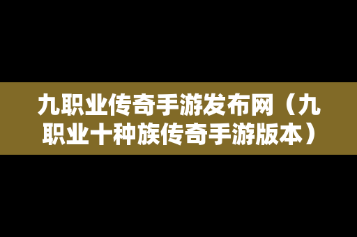 九职业传奇手游发布网（九职业十种族传奇手游版本）