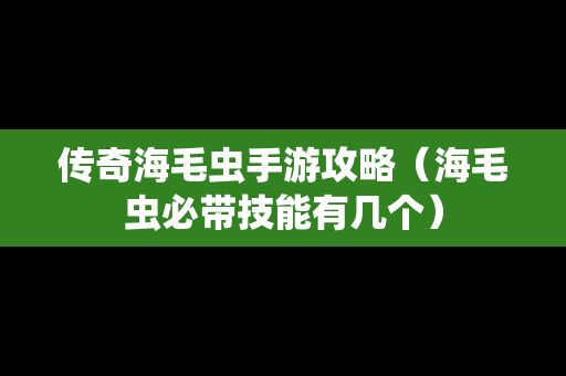 传奇海毛虫手游攻略（海毛虫必带技能有几个）